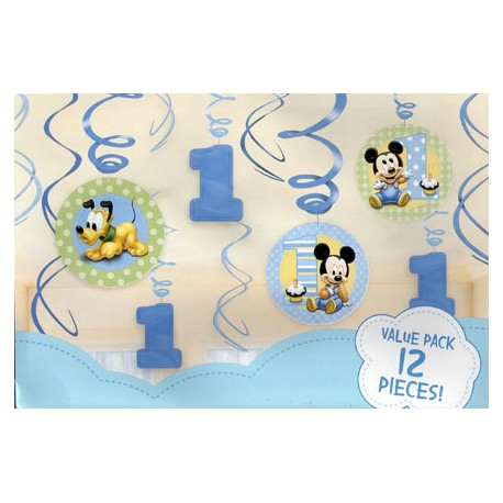 Mickey Mouse 1st Birthday Swirl Decorations