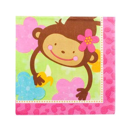 Floral Monkey Beverage Napkins (16-pack)