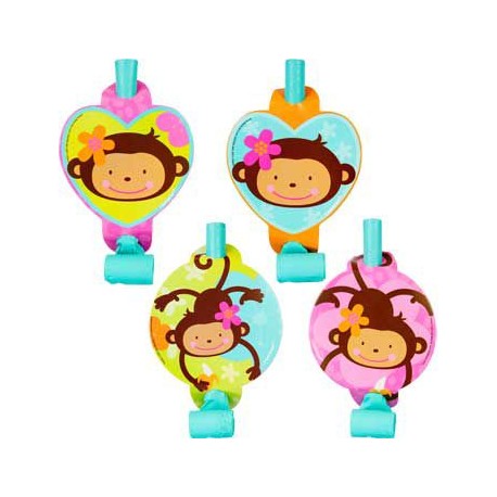 Floral Monkey Party Blowers (8-pack)