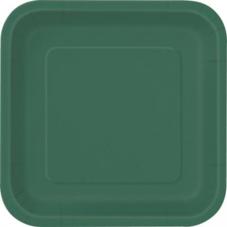 Green 7" Square Cake Plates (18 Pack)