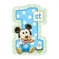 Mickey Mouse 1st Birthday Postcard Invitations (8 Pack)