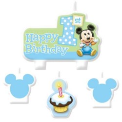 Mickey Mouse 1st Birthday Candle Set (4 Pack)