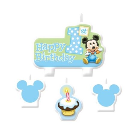 Mickey Mouse 1st Birthday Candle Set (4 Pack)