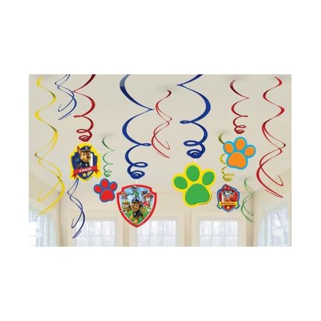 Paw Patrol Hanging Swirl Decorations (12 Pack)