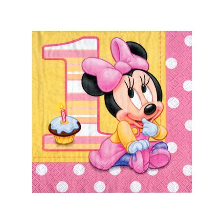 Minnie 1st Birthday napkins 13 inch