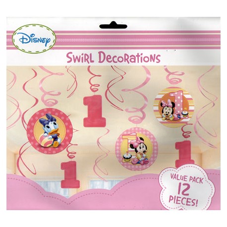 Minnie Mouse 1st birthday swirl decorations kit