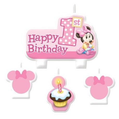 Minnie Mouse 1st Birthday Candle Set (4 Pack)