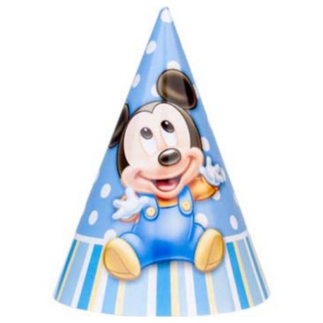 Mickey's 1st Birthday Party Hats (8-pack)