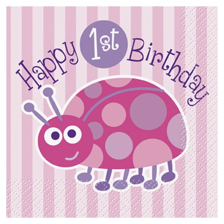 Ladybug First Birthday Beverage Napkins