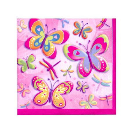 Pink Butterfly Beverage Napkins