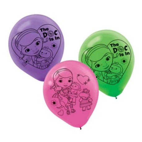 Doc McStuffins Printed 12" Latex Balloons 6 Pack (pink, purple, green)